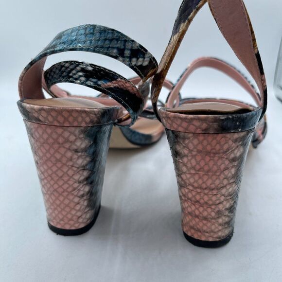 Silent D Anthropologie Ankle Strap Strappy Snakeskin Heels 36 - Picture 3 of 10